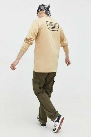 Bombažna majica z dolgimi rokavi Vans bež barva - bež. Majica z dolgimi rokavi iz kolekcije Vans. Model izdelan iz tanke