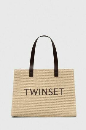 Torbica Twinset bež barva - bež. Velika torbica iz kolekcije Twinset. Model na zapenjanje