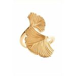 Pozlačen prstan Lilou Ginko - zlata. Prstan iz kolekcije Lilou. Model izdelan iz nerjavečega jekla, prevlečenega z 18-karatnim zlatom.