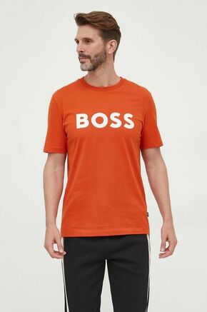 Bombažna kratka majica BOSS oranžna barva - oranžna. Kratka majica iz kolekcije BOSS