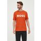 Bombažna kratka majica BOSS oranžna barva - oranžna. Kratka majica iz kolekcije BOSS, izdelana iz tanke, elastične pletenine. Model iz izjemno udobne bombažne tkanine.