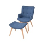 VIDAXL Fotelj s stolčkom za noge modro blago
