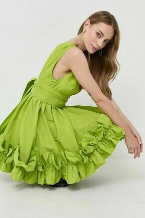 Obleka Pinko zelena barva - zelena. Lahkotna obleka iz kolekcije Pinko. Model izdelan iz enobarvne tkanine. Model iz togega materiala