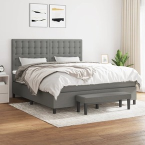 Box spring postelja z vzmetnico temno siva 180x200 cm blago - vidaXL - Siva - 88
