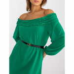 ITALY MODA Ženska mini obleka AMELINE s spuščenimi rameni, temno zelena DHJ-SK-6831.36_384463 Univerzalni