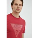 Kratka majica Guess moški, rdeča barva - rdeča. Lahkotna kratka majica iz kolekcije Guess. Model izdelan iz tanke, elastične pletenine. Izjemno udoben material.