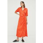 Obleka 2NDDAY oranžna barva - oranžna. Obleka iz kolekcije 2NDDAY. Model izdelan iz vzorčaste tkanine. Model iz izjemno udobne, zračne tkanine.