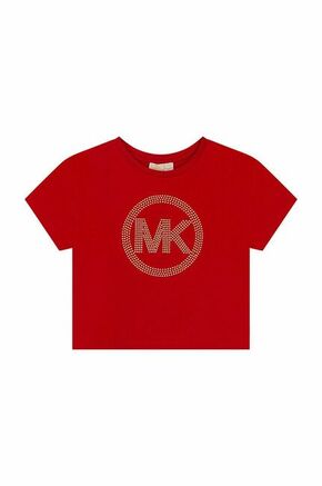 Otroška bombažna kratka majica Michael Kors rdeča barva - rdeča. Kratka majica iz kolekcije Michael Kors. Model izdelan iz pletenine z nalepko.