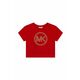 Otroška bombažna kratka majica Michael Kors rdeča barva - rdeča. Kratka majica iz kolekcije Michael Kors. Model izdelan iz pletenine z nalepko.