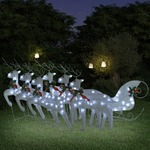 vidaXL Zunanji božični jeleni s sanmi 140 LED lučk beli