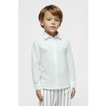 Otroška srajca s primesjo lanu Mayoral bela barva - bela. Otroški srajca iz kolekcije Mayoral. Model izdelan iz enobarvne tkanine.