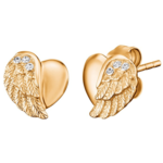 Engelsrufer Pozlačeni srebrni uhani Srce z angelovimi krili in cirkoni ERE-LILHW-STG srebro 925/1000