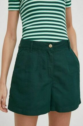 Kratke hlače iz mešanice lana Tommy Hilfiger zelena barva - zelena. Kratke hlače iz kolekcije Tommy Hilfiger