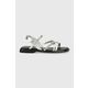 Usnjeni sandali Vagabond Izzy ženski, srebrna barva, 5513.183.79 - srebrna. Sandali iz kolekcije Vagabond. Model izdelan iz lakiranega usnja. Zgornji del je neporozen, zlahka ga očistite z vlažno krpo.