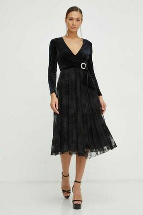 Obleka Nissa črna barva - črna. Obleka iz kolekcije Nissa. Model izdelan iz enobarvnega materiala. Izrazit model za posebne priložnosti.