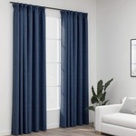 Zatemnitvene zavese z obešali 2 kosa modre 140x225 cm