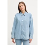 Jeans srajca Calvin Klein Jeans ženska, LV047C709G - modra. Srajca iz kolekcije Calvin Klein Jeans, izdelana iz jeansa. Model izdelan iz zračnega materiala z dodatkom lanu.