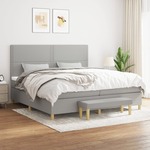 Box spring postelja z vzmetnico svetlo siva 200x200 cm blago - vidaXL - Siva - 96,58 - 200 x 200 cm - vidaXL