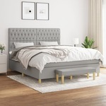 Box spring postelja z vzmetnico svetlo siva 180x200 cm blago - vidaXL - Siva - 88,94 - 180 x 200 cm - vidaXL