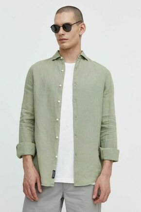 Lanena srajca Superdry zelena barva - zelena. Srajca iz kolekcije Superdry