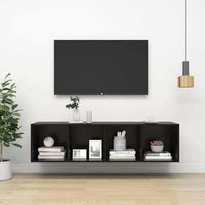 VidaXL Stenska TV omarica visok sijaj črna 37x37x142