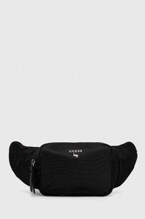 Otroška opasna torbica Guess črna barva - črna. Otroški Srednje velika pasna torbica iz kolekcije Guess. Model na zapenjanje