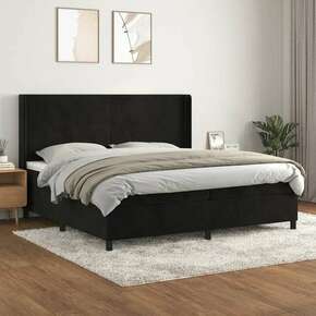 Box spring postelja z vzmetnico črna 200x200 cm žamet - vidaXL - črna - 95