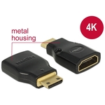 Delock 65665 adapter z HDMI Ethernetom - HDMI mini-C moški-HDMI-A ženska 4K, črn