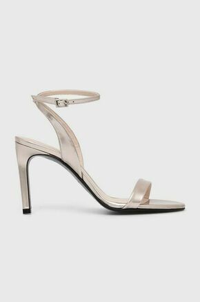 Usnjeni sandali Calvin Klein HEEL SANDAL 90 PEARL zlata barva