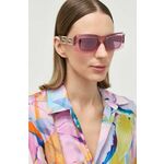 Sončna očala Versace ženski, roza barva - roza. Sončna očala iz kolekcije Versace. Model z enobarvnimi stekli in okvirji iz plastike. Ima filter UV 400.