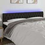 Greatstore LED posteljno vzglavje črno 180x7x78/88 cm blago