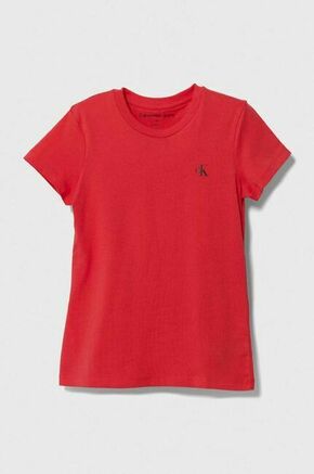 Otroška bombažna kratka majica Calvin Klein Jeans 2-pack rdeča barva - rdeča. Otroške lahkotna kratka majica iz kolekcije Calvin Klein Jeans. Model izdelan iz pletenine