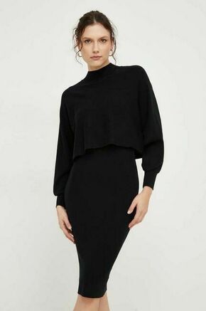 Obleka in pulover Answear Lab črna barva - črna. Komplet iz kolekcije Answear Lab. Model izdelan iz elastične pletenine. Model iz mehke in na otip prijetne tkanine.