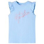 vidaXL Otroška majica s kratkimi rokavi z volančki svetlo modra 116