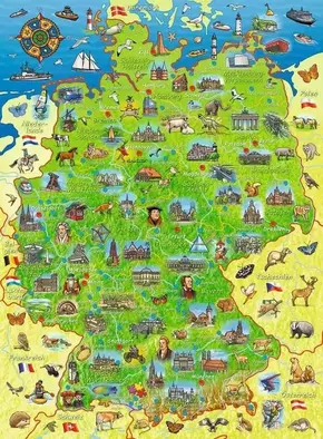 WEBHIDDENBRAND RAVENSBURGER Puzzle Barvni zemljevid Nemčije XXL 200 kosov