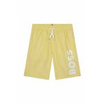 Otroške kopalne kratke hlače BOSS rumena barva - rumena. Otroški kopalne kratke hlače iz kolekcije BOSS. Model izdelan iz udobnega materiala.