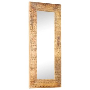 Shumee Ogledalo v ročno izrezljanem okvirju 110x50x11 cm Mango Les