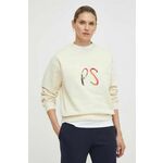 Bombažen pulover PS Paul Smith ženska, bež barva - bež. Pulover iz kolekcije PS Paul Smith, izdelan iz udobne, rahlo elastične tkanine. Model iz visokokakovostnega in trajnostnega materiala.