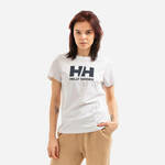 Bombažna kratka majica Helly Hansen bela barva - siva. Kratka majica iz kolekcije Helly Hansen, izdelana iz bombažne pletenine. Model iz mehke in na otip prijetne tkanine.
