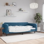 shumee Raztegljiva postelja modra 90x200 cm žamet