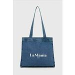 Jeans torba La Mania - modra. Velika torbica iz kolekcije La Mania. Model brez zapenjanja, izdelan iz tekstilnega materiala. Lahek in udoben model, idealen za vsakodnevno nošenje.
