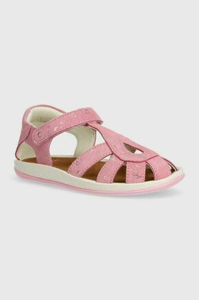Otroški sandali iz nubuka Camper roza barva - roza. Otroški sandali iz kolekcije Camper. Model je izdelan iz nubuk usnja. Model z mehkim
