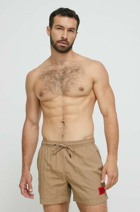 Kopalne kratke hlače HUGO rjava barva - rjava. Kopalne kratke hlače iz kolekcije HUGO. Model izdelan iz tkanine.