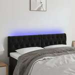 vidaXL LED posteljno vzglavje črno 160x7x78/88 cm žamet