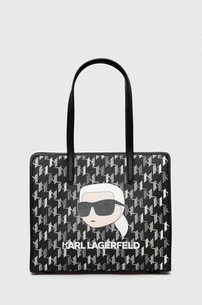 Torbica Karl Lagerfeld - pisana. Velika nakupovalna torbica iz kolekcije Karl Lagerfeld. Model na zapenjanje