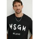 Bombažna kratka majica MSGM moška, črna barva, 2000MM510.200002 - črna. Kratka majica iz kolekcije MSGM, izdelana iz tanke, elastične pletenine. Visokokakovosten izdelek, izdelan v Italiji.