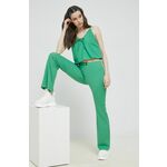 Bombažna majica Tommy Jeans ženska, zelena barva - zelena. Mikica iz kolekcije Tommy Jeans. Model izdelan iz enobarvne tkanine. Ima V izrez. Lahek material, namenjen za toplejše letne čase.