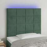 shumee LED posteljno vzglavje temno zeleno 100x5x118/128 cm žamet