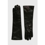 Usnjene rokavice Weekend Max Mara ženski, črna barva - črna. Rokavice iz kolekcije Weekend Max Mara. Model izdelan iz naravnega usnja.