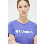 Kratka majica Columbia ženski, vijolična barva - vijolična. Kratka majica iz kolekcije Columbia. Model izdelan iz tanke, elastične pletenine. Izjemno mehek material.